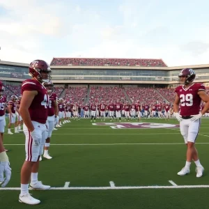 Texas A&M football field with empty stands