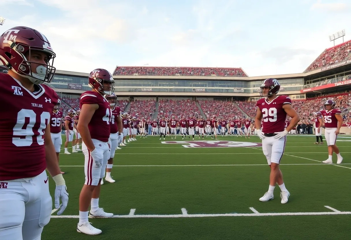 Texas A&M football field with empty stands