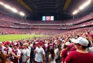 Enthusiastic Texas A&M fans at a football game