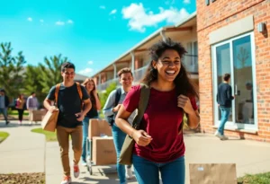 Students moving into housing at Texas A&M University
