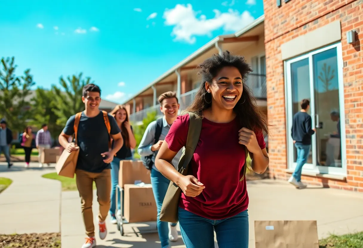 Students moving into housing at Texas A&M University