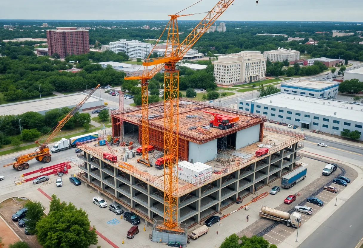 Construction of an Amazon delivery station in Bryan, Texas
