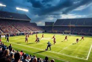 Action shot from the Auburn vs Texas A&M football game