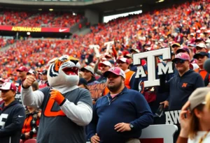 Auburn Tigers and Texas A&M Aggies college football game atmosphere