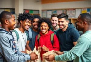 Young men participating in the California Men's Service Challenge event