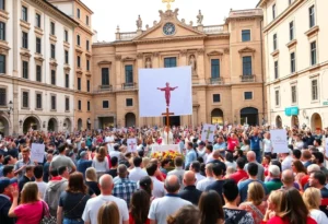 Crowd gathered for the canonization ceremony of Carlo Acutis at St. Peter's Square