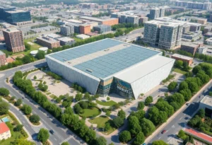 Architectural rendering of the College Station convention center and hotel