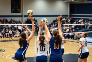 Volleyball match between College Station Cougars and A&M Consolidated Tigers