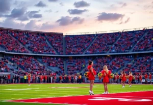 Fans cheering during the College Station High School football game