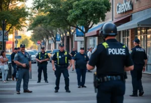 Police officers responding to a robbery incident in College Station