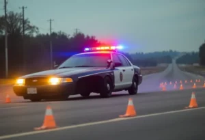 Police vehicles on the scene of a chase in College Station