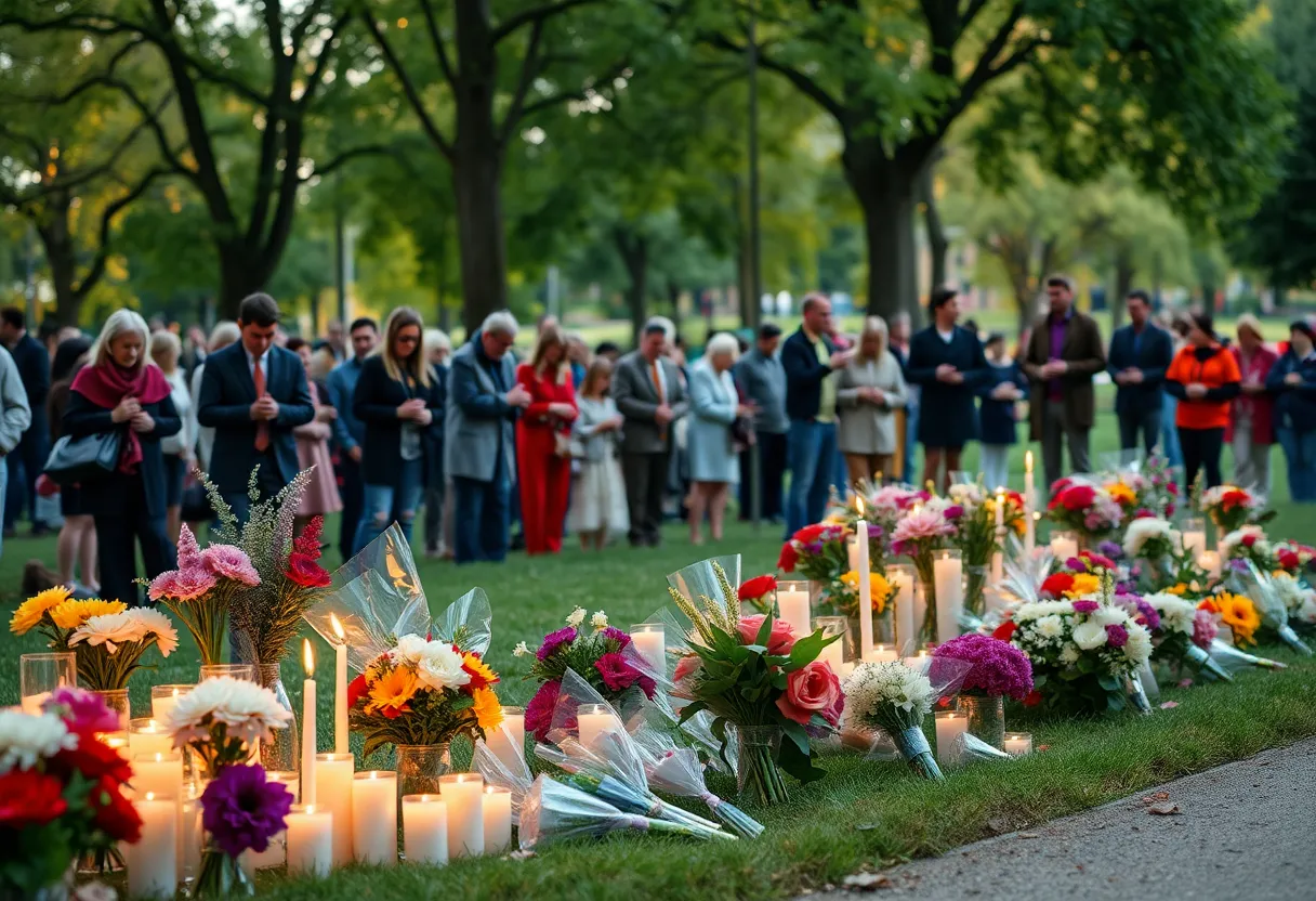 Gathering in a park for remembrance
