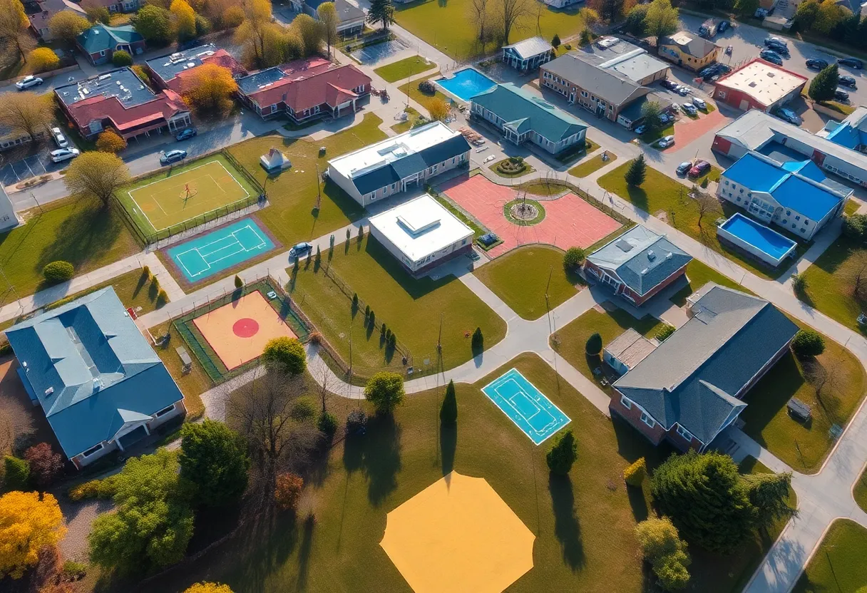 Aerial view depicting new elementary school boundaries in College Station.
