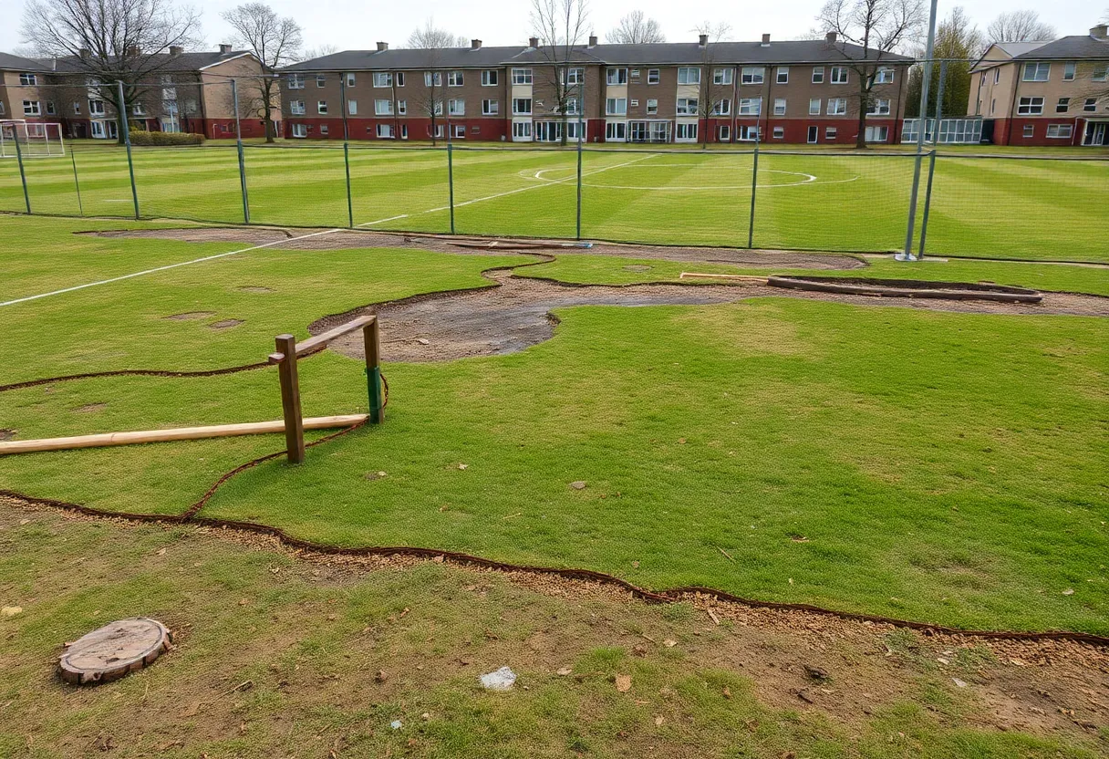 Damaged playing fields at A&M Consolidated Middle School in College Station