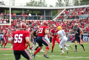 Magnolia Bulldogs football team celebrating after a game victory
