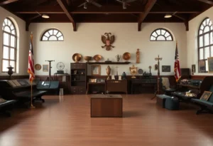 Image depicting a military academy and historical artifacts