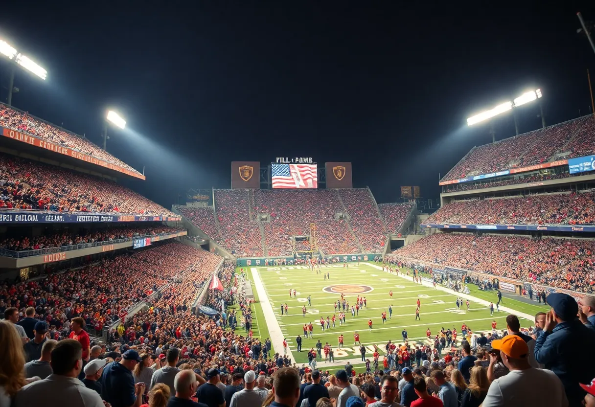 Fans cheering during the Notre Dame vs Texas A&M football game