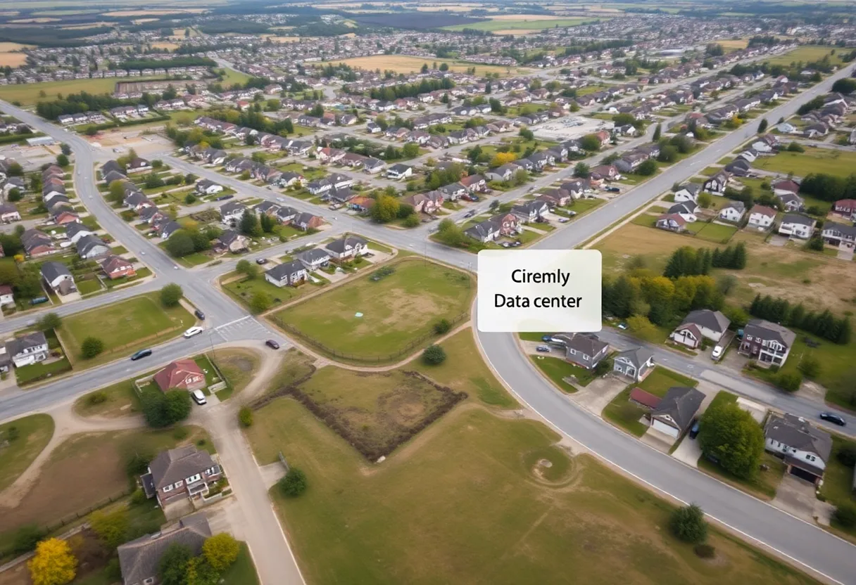 Aerial view of Midtown Business Park with proposed data center