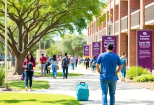 Students studying on the campus of Texas A&M University-Kingsville