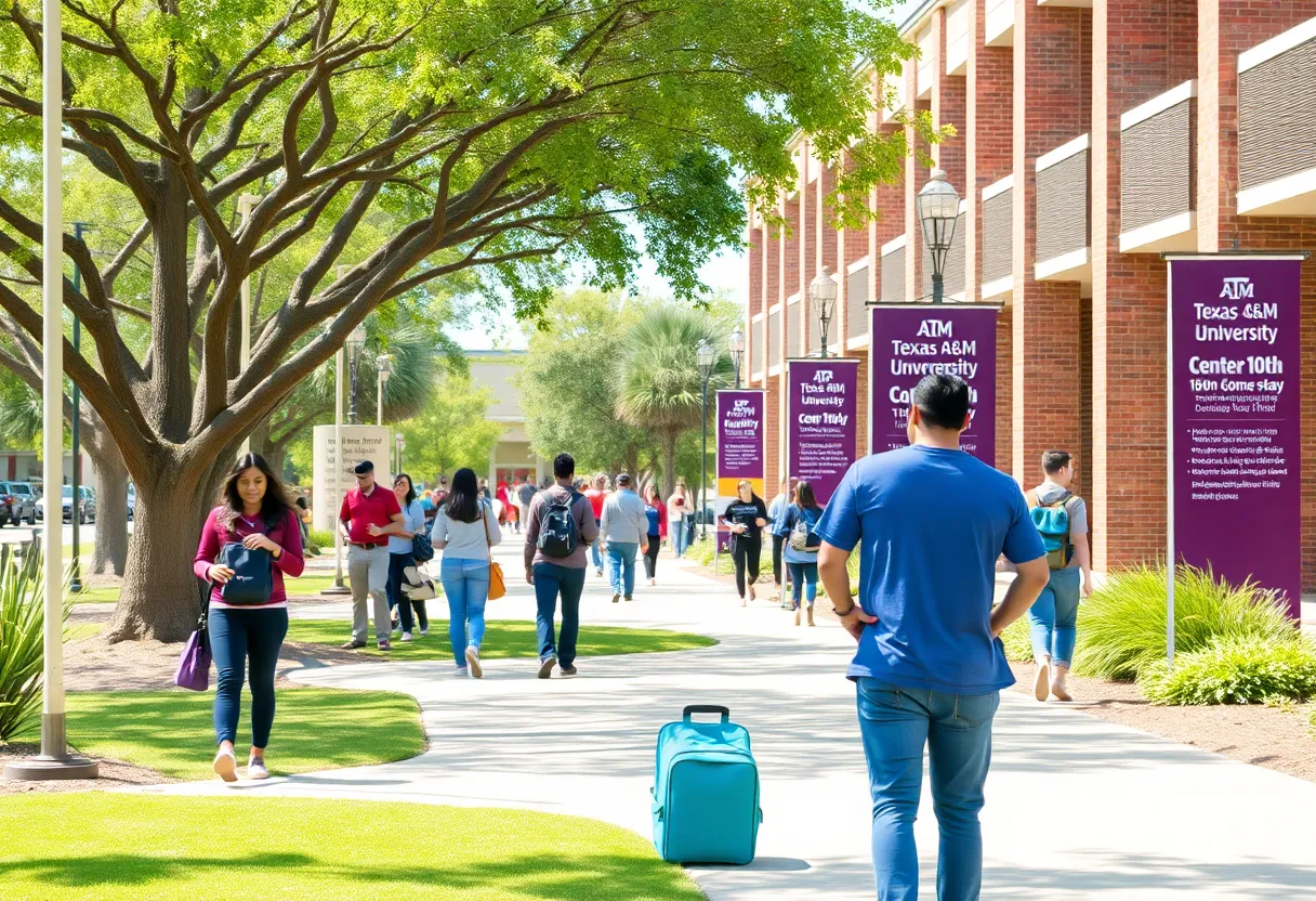 Students studying on the campus of Texas A&M University-Kingsville
