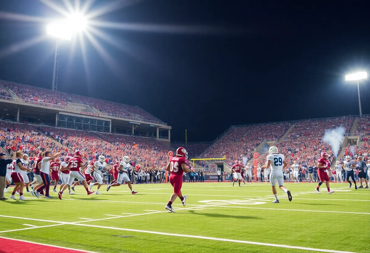Texas A&M Aggies football players celebrating a touchdown