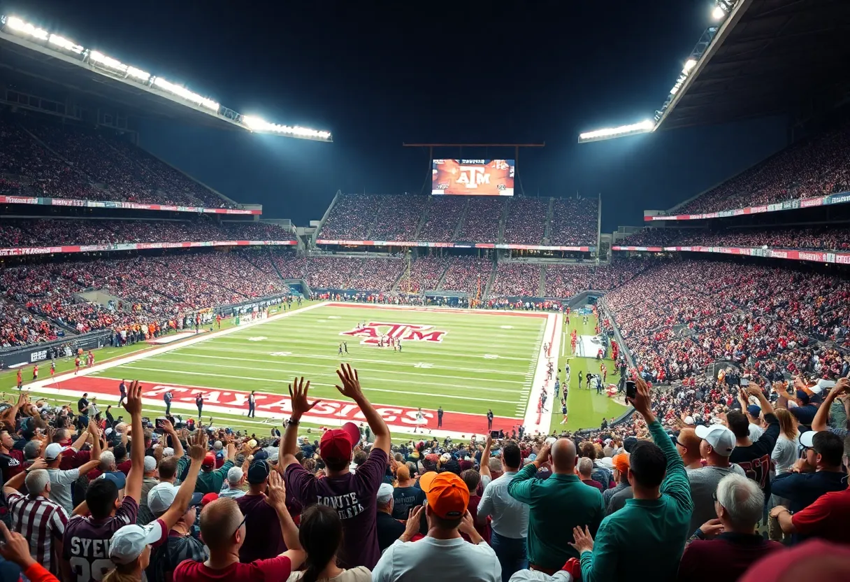 Texas A&M Aggies in action during their season opener against UTSA