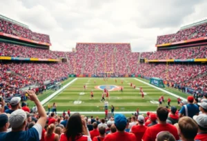 Texas A&M Aggies football team celebrating their victory against Utah State