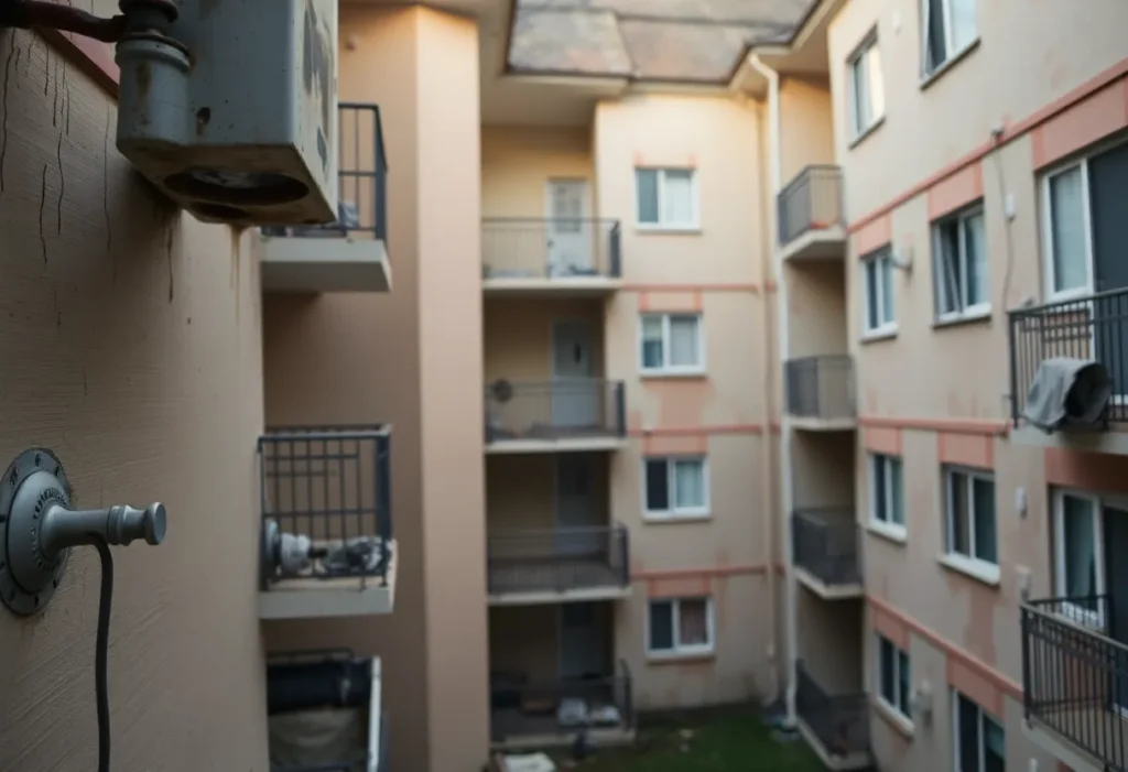 An image showing dirty and unkempt apartment conditions at housing for Texas A&M students.