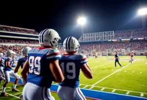 Texas A&M and Auburn football players in action during a game
