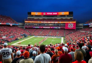 Fans cheering at Texas A&M vs. Auburn football game