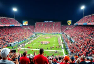 Fans cheering at Texas A&M football game against Auburn