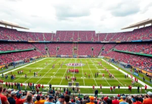 Fans cheering at the Texas A&M football game during SEC opener