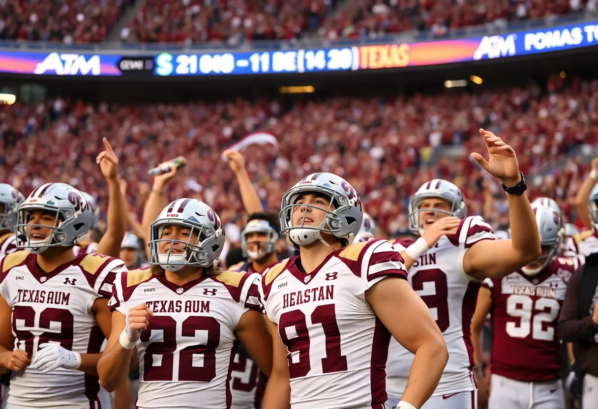 Texas A&M team in action during a football game