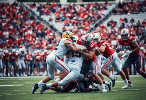 Texas A&M football defending against Auburn