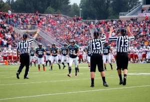 Texas A&M football players in action during a game