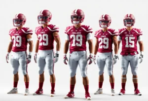 New Texas A&M football uniforms displayed with modern design elements.