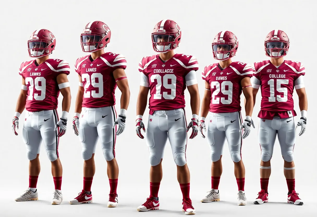 New Texas A&M football uniforms displayed with modern design elements.