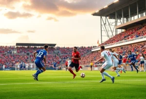 Texas A&M soccer team competing against University of Tennessee