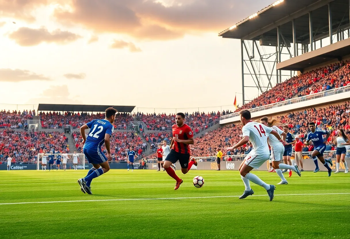 Texas A&M soccer team competing against University of Tennessee