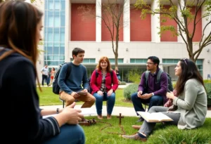 Students at Texas A&M discussing Catholic traditions