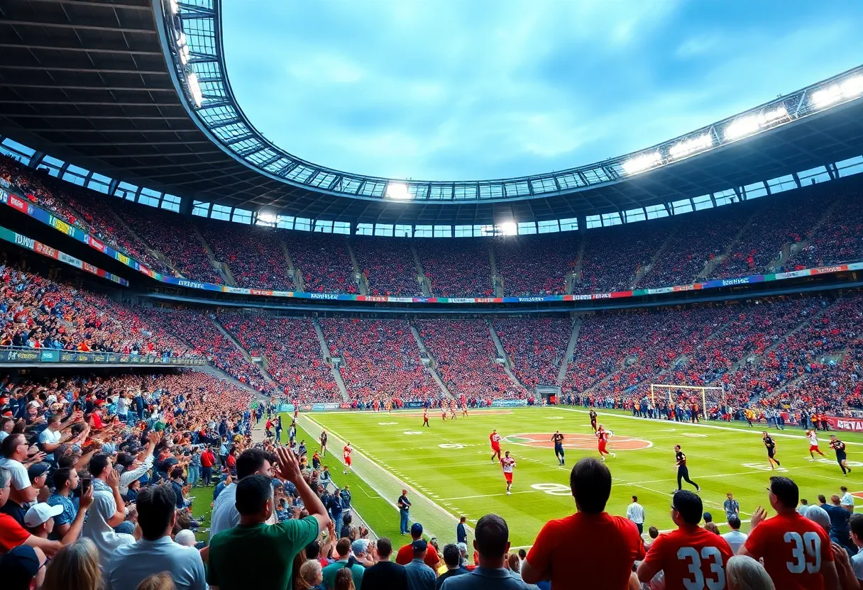 Texas A&M football players celebrating a victory on the field.