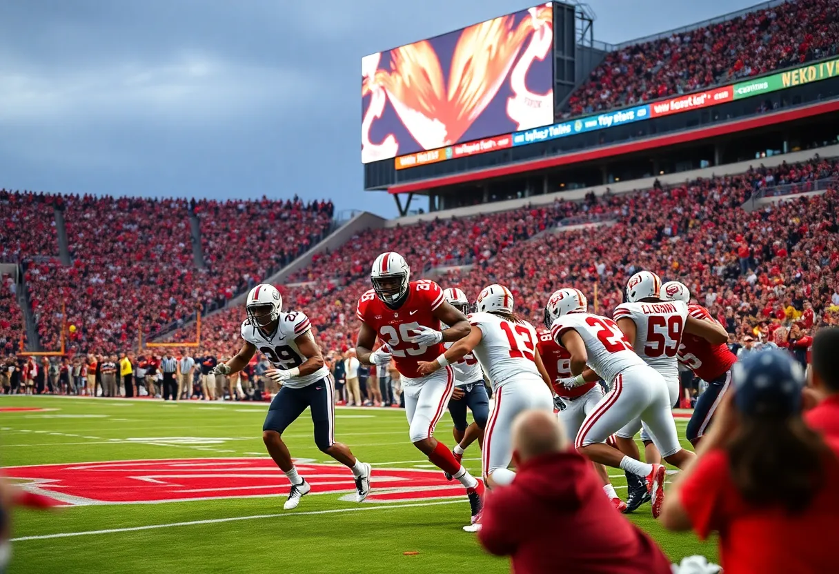 Texas A&M football players in action during the game against Auburn at Kyle Field.