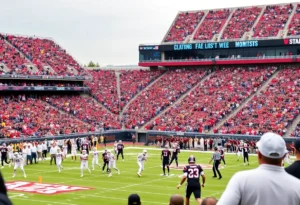 Fans cheering during Texas A&M football game