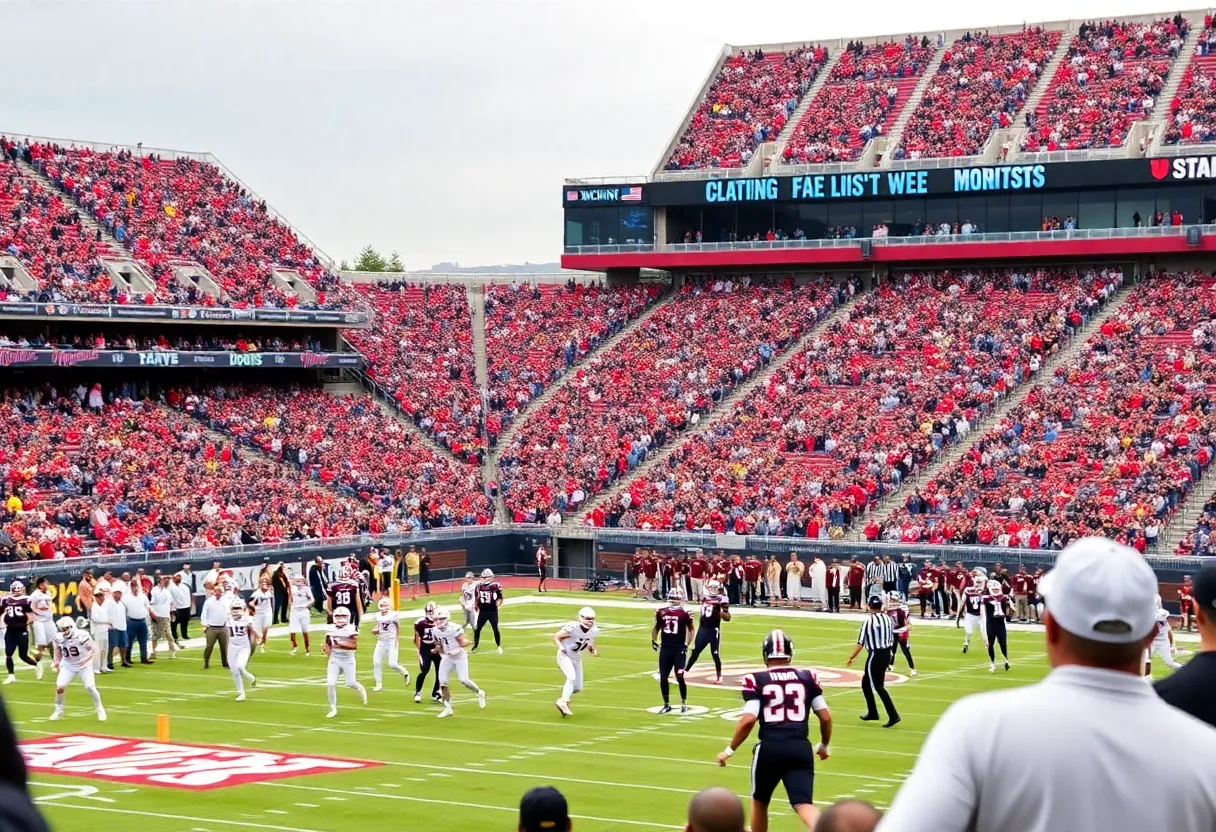Fans cheering during Texas A&M football game