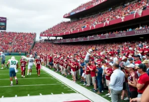 Texas A&M football team playing against Utah State