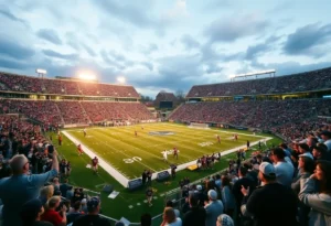 Texas A&M fans celebrating a football victory at Kyle Field