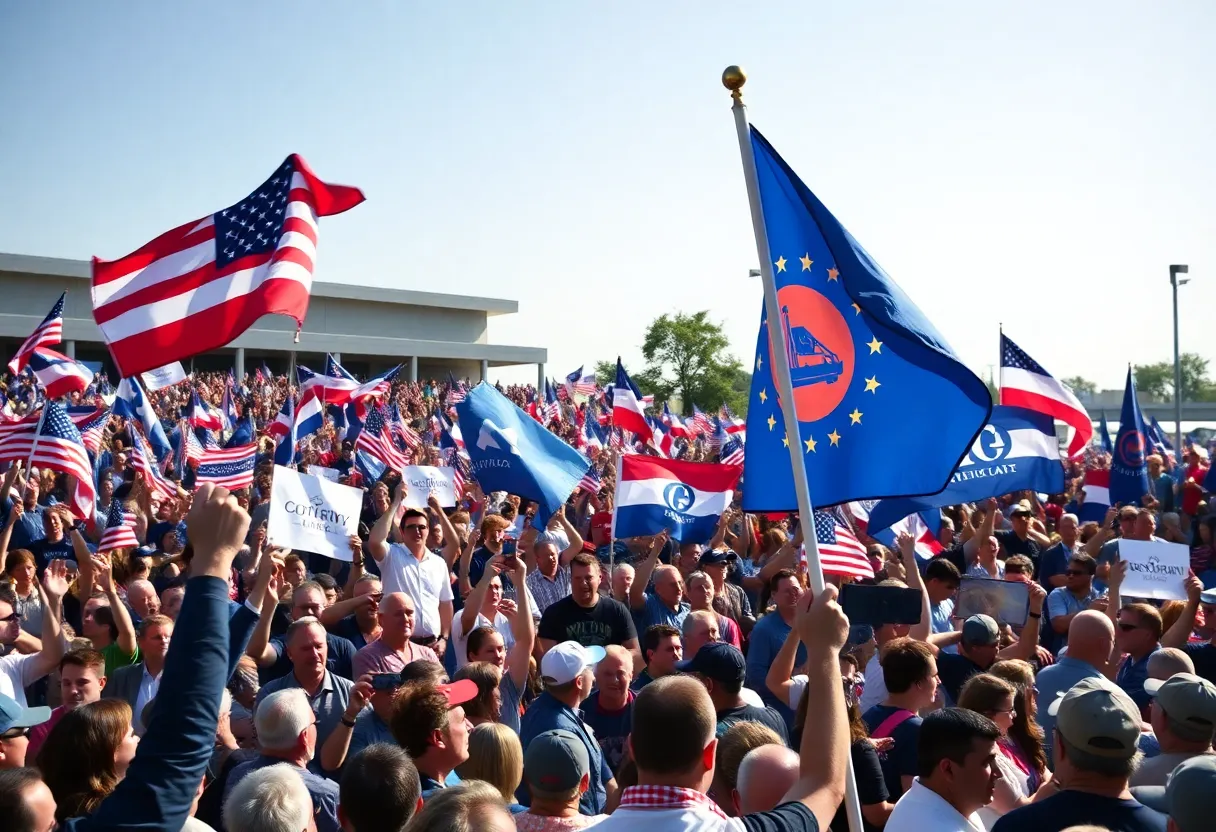 Crowd gathered at a Turning Point USA event
