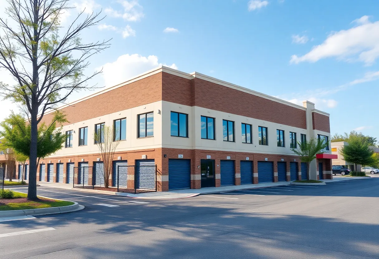 Exterior view of the Uplift Self Storage facility under construction in Bryan, Texas.