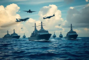 Military forces taking action against drug trafficking operations in the Caribbean