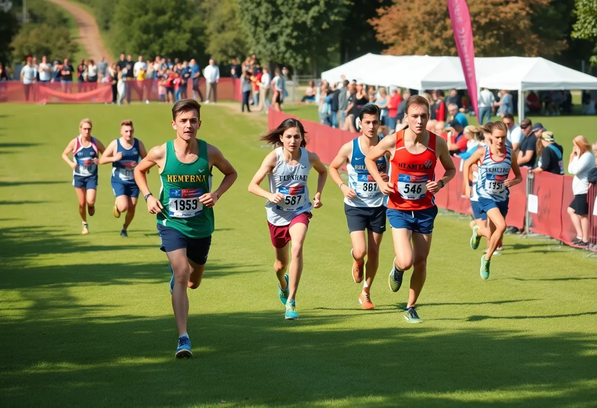 UT Tyler cross country runners competing in Texas A&M Invitational